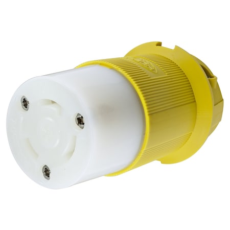 Hubbell Wiring Device-Kellems Locking Connector, L6-30R, 30 A, 250V AC, Single Phase, 2 Pole, Screw Terminals, Yellow HBL26CM23